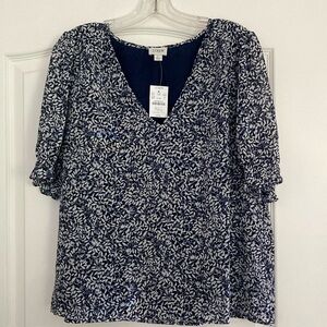 J Crew Floral puff sleeve blouse